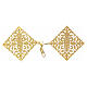 Gold plated cope clasp, diamond shape with central cross, nickel free s2
