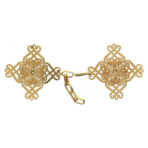 Nickel free cope clasp with diamond shape and flower, gold plated 2