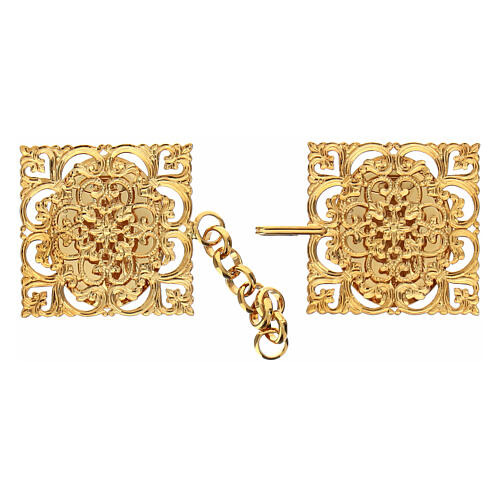 Gold plated cope clasp with chalice and IHS, nickel free 2