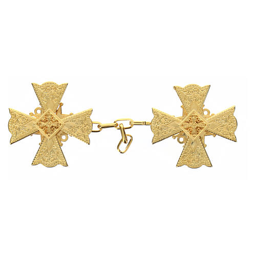 Nickel free cope clasp with gold plated decorated cross 1