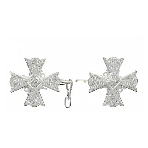 Nickel free cope clasp with silver-plated decorated cross 1