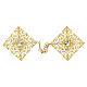 Diamond-shaped gold plated cope clasp with central rhinestone, nickel free s1