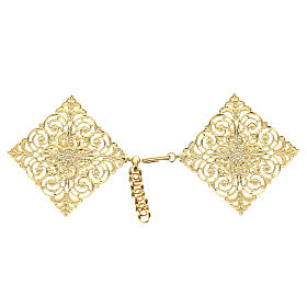 Golden rhombus clasp for cope decorated with nickel-free rhinestones
