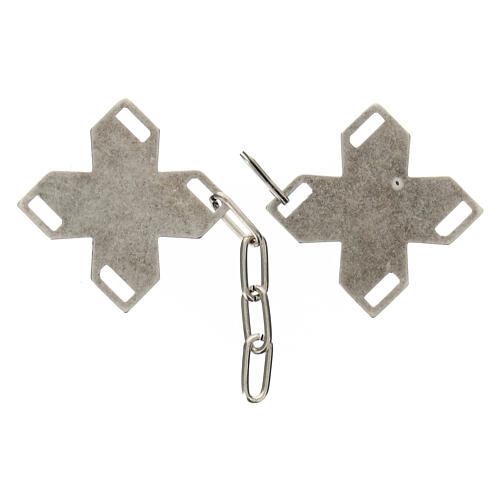 Cross-shaped cope clasp with cut-out edges and vine pattern, old silver finish, nickel free 2