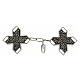 Cross-shaped cope clasp with cut-out edges and vine pattern, old silver finish, nickel free s1