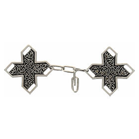 Gancio piviale croce greca vite senza nichel color argento anticato
