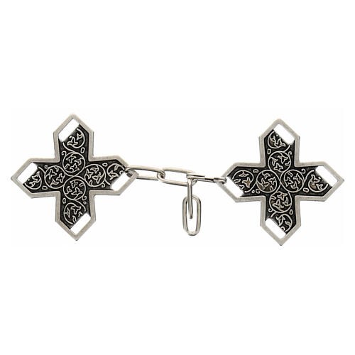 Antiqued cope clasp silver color nickel free Greek cross  1