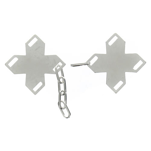 Cross-shaped cope clasp with cut-out edges and vine pattern, silver-plated with black background, nickel free 2