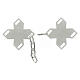 Cross-shaped cope clasp with cut-out edges and vine pattern, silver-plated with black background, nickel free s2