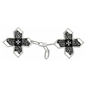 Maltese cross cope clasp silver-plated with vine shoots