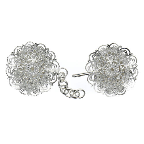 Oval cope clasp with chain, Virgin with Child, silver-plated, nickel free 2