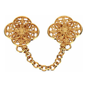 Clip for deacon's stole without nickel gilt Marian rosette