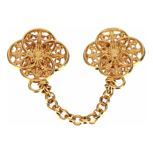 Clip for deacon's stole without nickel gilt Marian rosette 1