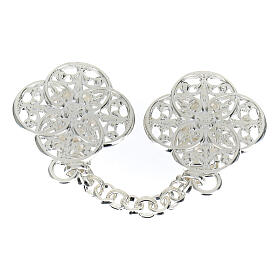 Nickel-free silver-plated Marian rosette deacon stole clasp