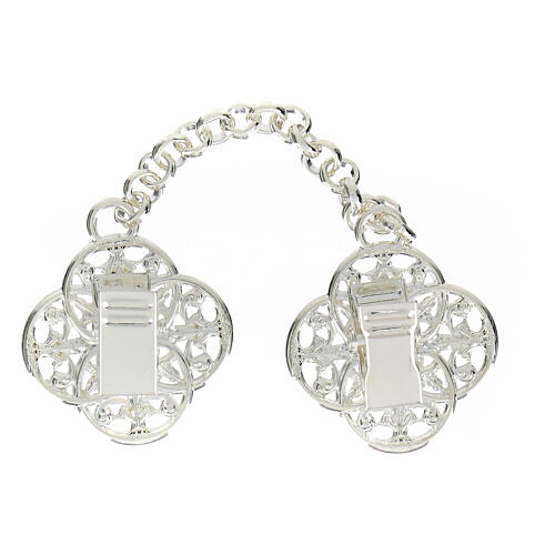Nickel-free silver-plated Marian rosette deacon stole clasp 3