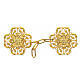 Cross-shaped cut-out cope clasp with IHS, gold plated s1