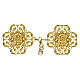 Cross-shaped cut-out cope clasp with IHS, gold plated s1