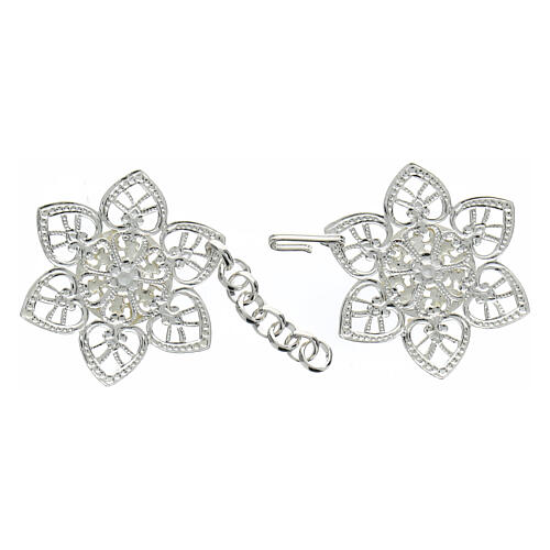 Cope clasp, nickel free, silver-plated, cut-out Marial rosette 2