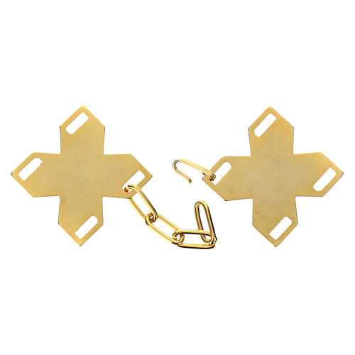 Cross-shaped cope clasp with vine pattern and IHS, gold plated with black background, nickel free 2