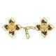 Cross-shaped cope clasp with vine pattern and IHS, gold plated with black background, nickel free s1