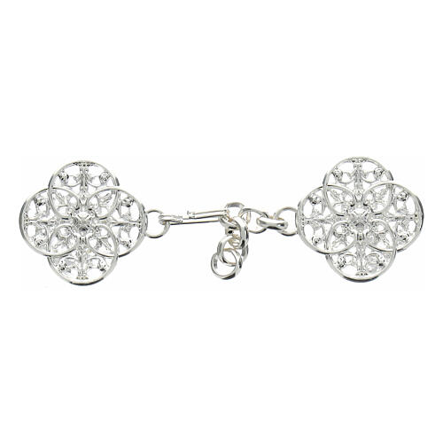 Cope clasp with silver-plated cut-out rosette, nickel free 1