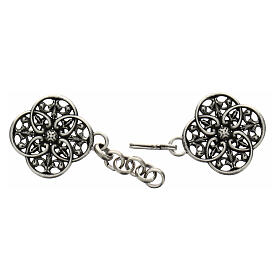 Cope clasp with cut-out rosette, old silver finish, nickel free