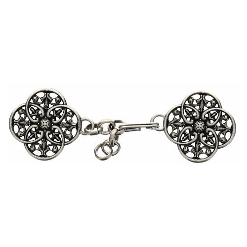 Cope clasp with cut-out rosette, old silver finish, nickel free 1