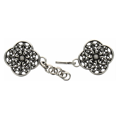 Cope clasp with cut-out rosette, old silver finish, nickel free 2