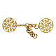 Round cope clasp with cut-out rosette and chain, gold plated finish s1