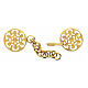 Round cope clasp with cut-out rosette and chain, gold plated finish s2