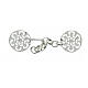 Round cope clasp with cut-out rosette and chain, silver-plated finish s1