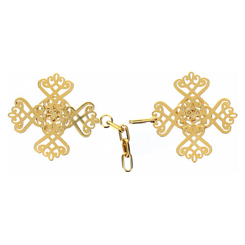 Cross-shaped cope clasp with Marial rosette, gold plated, nickel free 2