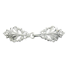 Cope clasp with vegetal pattern, silver-plated, nickel free, no chain