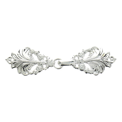 Cope clasp with vegetal pattern, silver-plated, nickel free, no chain 1