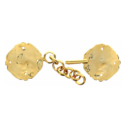 Gold plated cope clasp with embossed Greek cross and IHS, nickel free, with chain 2