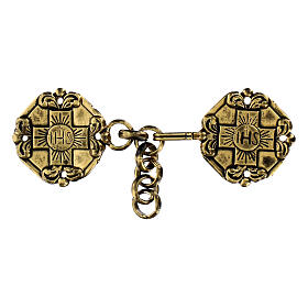 Gancio catenella piviale IHS croce greca oro antico