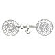 Round cope clasp with cut-out floral pattern, nickel free, silver-plated, central chain s1