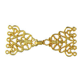 Golden metal cope clasp, nickel free, arabesque filigree design