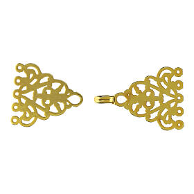 Golden metal cope clasp, nickel free, arabesque filigree design