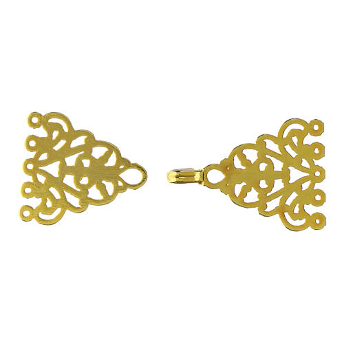 Golden metal cope clasp, nickel free, arabesque filigree design 2