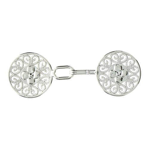 Gancio per piviale metallo argento floreale senza nichel  1