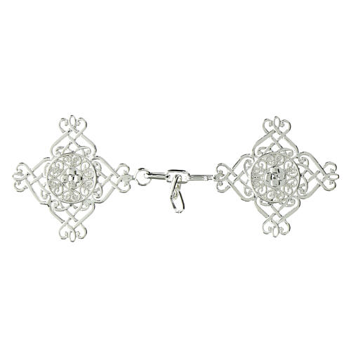 Ganci per piviale argentato floreale metallo senza nichel 1