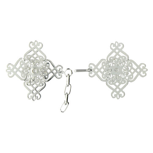 Ganci per piviale argentato floreale metallo senza nichel 2
