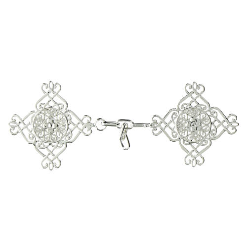 Catholic cope clasp nickel-free metal floral silver 1