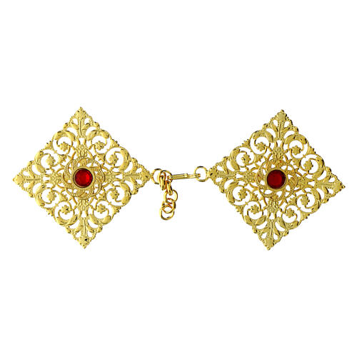 Golden cope clasp with red stone, nickel free 1