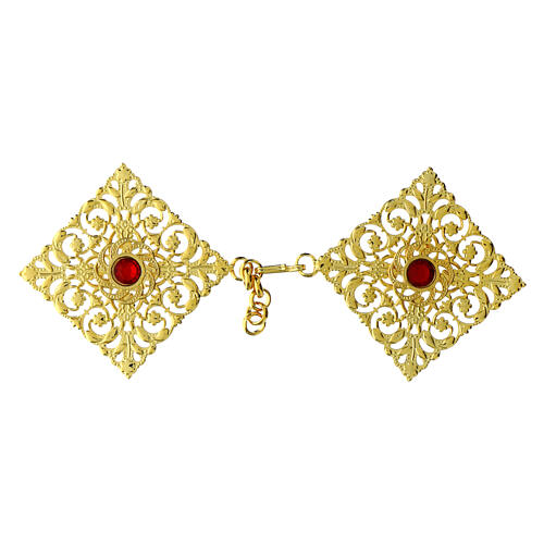Red stone cope clasp nickel-free gold 1