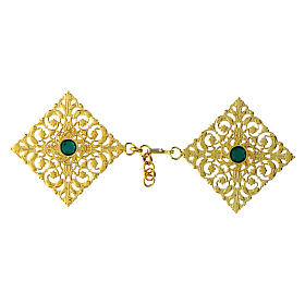 Nickel-free green stone golden cope clasp