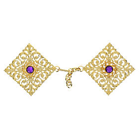Ganci per piviale nichel free oro pietra viola 