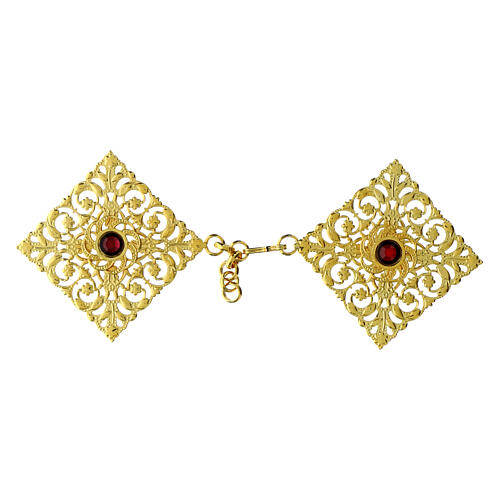Ganci per piviale nichel free oro pietra viola  1