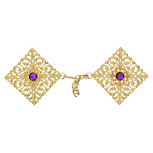 Ganci per piviale nichel free oro pietra viola  1